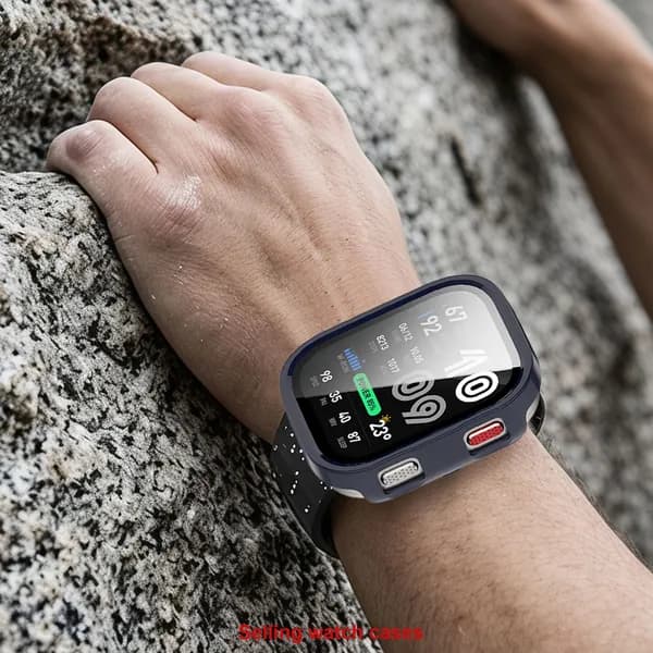 Чехол для часов Amazfit Bip Max A2568: закалённое стекло + поликарбонатная рамка, глянцевый синий