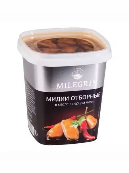 Мидии Milegrin Отборные вареный в масле с перцем чили охлажденные 415 г