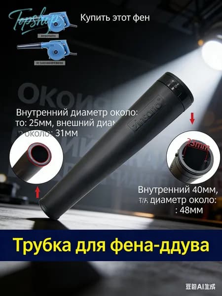 Трубка для воздуходувки насадка резиновая универсальная 40 мм для садового пылесоса и электроинструмента, гибкий износостойкий патрубок для уборки пыли и листьев, совместим с DongCheng и Boda