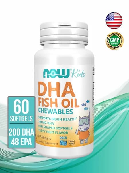 NOW Омега-3 для детей DHA Kids Chewables, 60 капсул