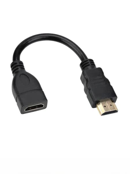 Гибкий переходник HDMI-HDMI (мама-папа), 50 см, чёрный