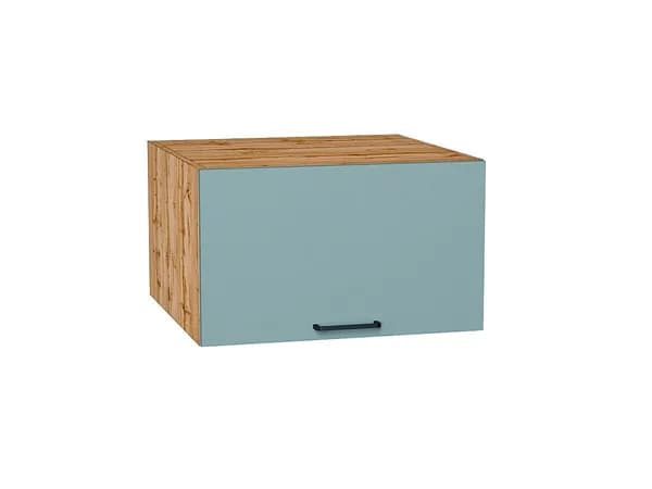 Шкаф верхний горизонтальный глубокий Флэт, цвет фасада Grey-green In 2S, цвет каркаса Дуб Вотан, 358*600*574 мм (В*Ш*Г)