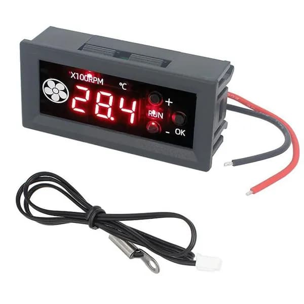 Четырехпроводной PWM контроллер скорости вентилятора 12В / 3А, с цифровым дисплеем и круглой головкой датчика