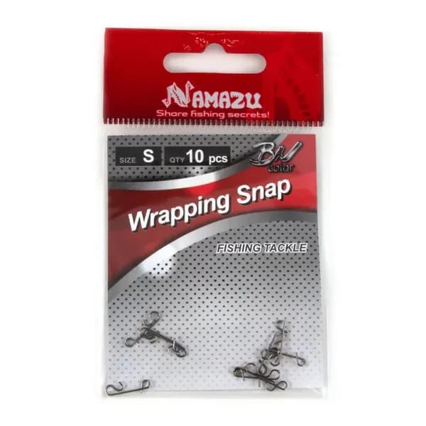 Безузловая застежка Namazu WRAPPING SNAP, цв. BN, р. S, test-4 кг (уп.10 шт)