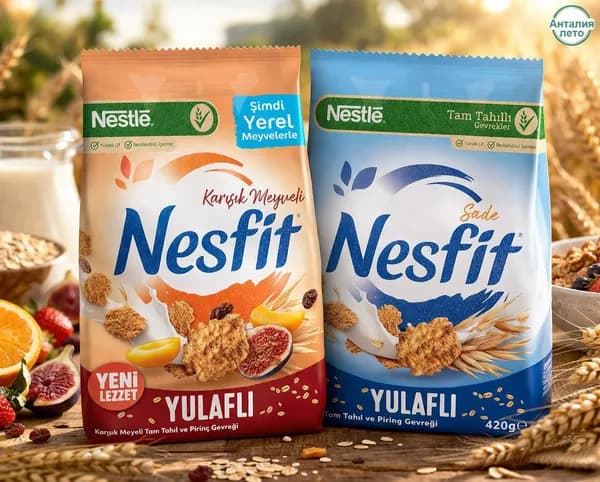 Nestle Nesfit цельнозерновые и рисовые хлопья с простым вкусом и со смешанными фруктами, 2 штуки