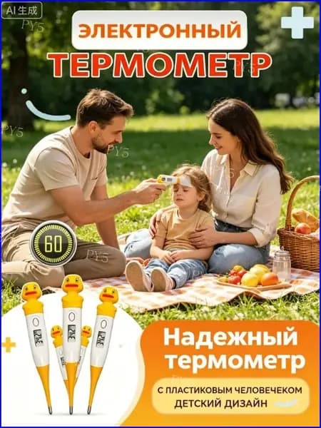 Детский мультяшный электронный термометр с мягким наконечником