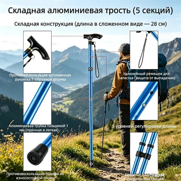 Складная алюминиевая трость для ходьбы
