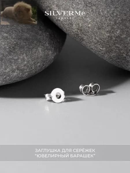 Серьги и затычки для ушей (покрытие из белого золота) 1 пара, серебро 925 пробы