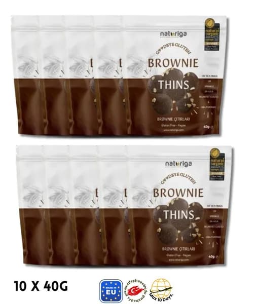 Безглютеновые брауни-хрустящие чипсы Naturiga, 10X40 г