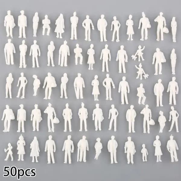 50/100 шт., миниатюрные белые фигурки масштаба 1:75, человеческие модели для архитектурных макетов