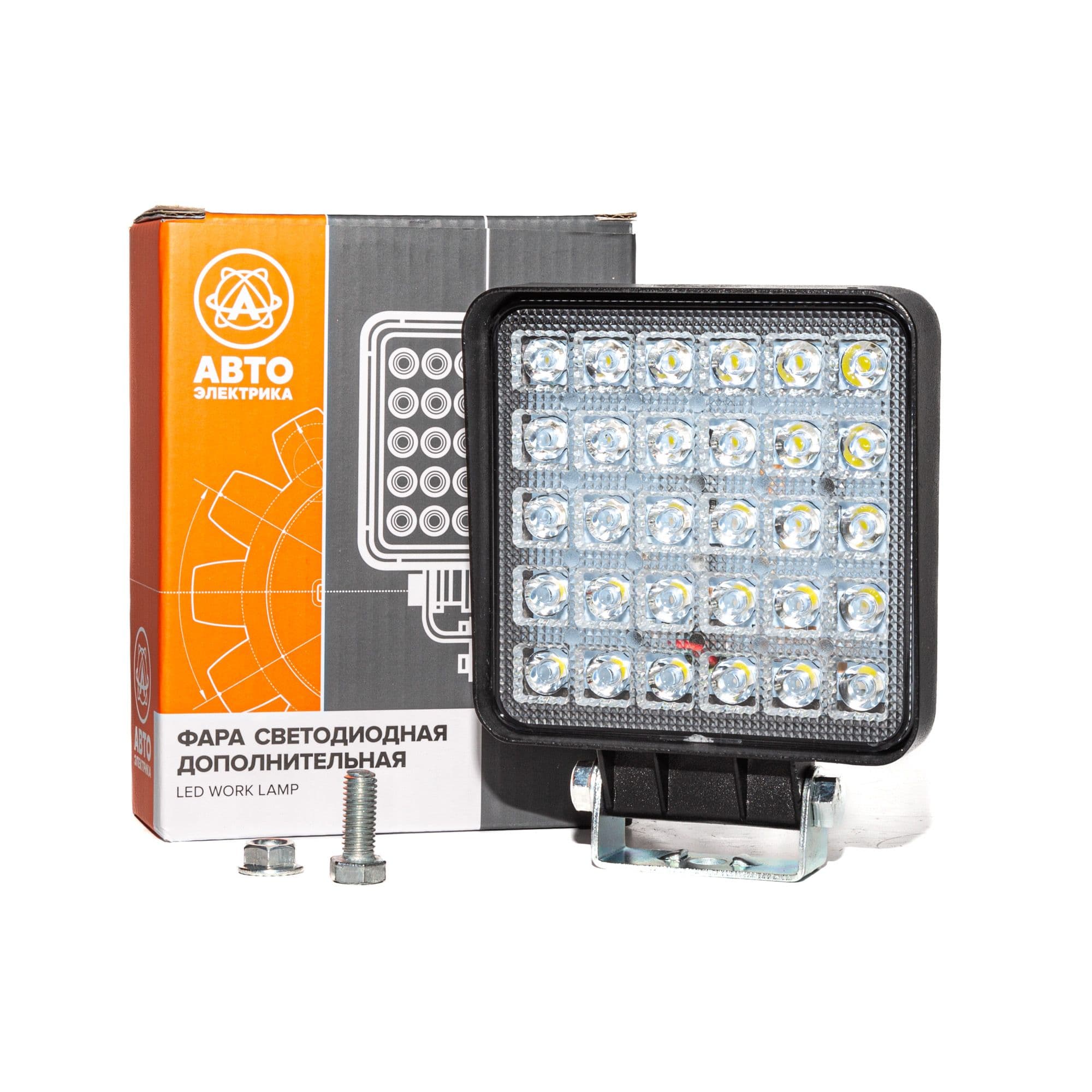 Фара светодиодная дополнительная AE90S-30LED-42HC квадратная 110*42*140, направленный свет, 30 диодов, крепление по центру, 90 Вт, 10-30 В (АвтоЭлектрика)