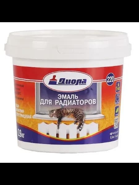 Эмаль акриловая для радиаторов Диола-220 0.9 кг белая