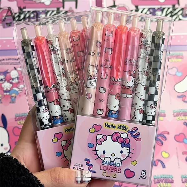Набор магнитных ручек из 6 предметов: ручки с Hello Kitty, прозрачный корпус, наконечник 0.5 мм
