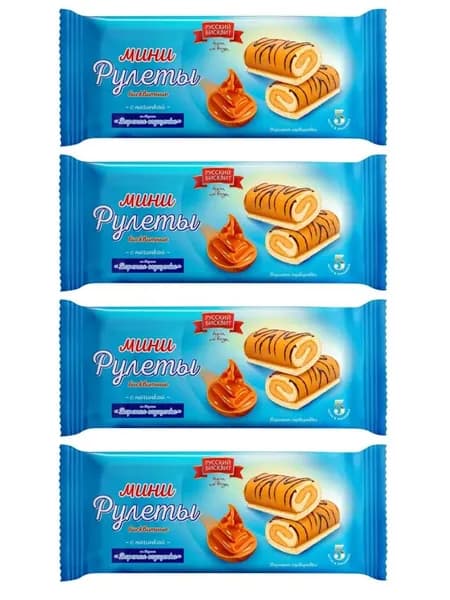 Мини-рулеты Русский Бисквит вареная сгущенка неглазизованный 140 г 4 шт