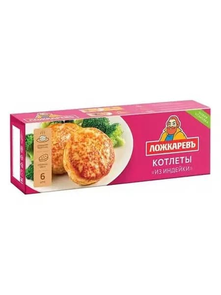 Котлеты из индейки Ложкаревъ замороженные 400 г
