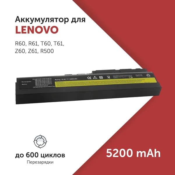 Аккумулятор 42T5233 для Lenovo ThinkPad T60 / T61 / R60 / Z61 / SL300 / SL500 (40Y6795, 40Y6799, 92P1141)