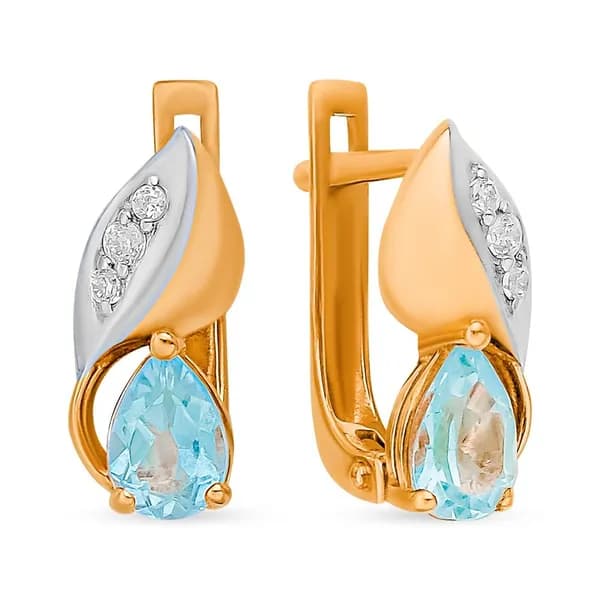 Серьги женские с топазами и фианитами из красного золота 375 пробы 585GOLD