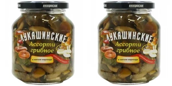 Лукашинские Грибные консервы Ассорти маринованные, 340 г, 2 шт