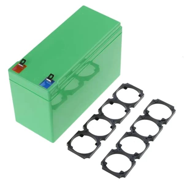 Черный ABS корпус для 4-х батарей 32650/32700 с крышкой, Зеленый