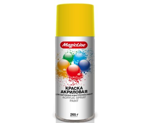 Краска-спрей (эмаль) RAL 1018 Светло-желтая 450мл (265гр) аэрозоль (MagicLine)