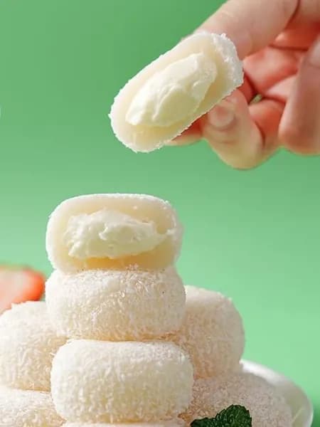 Леденое мороженое с вкусом кокоса, мягкое и нежное, с добавлением картофельного крахмала, идеально подходит для отдыха и перекуса.