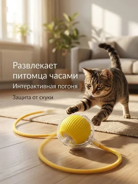 Автоматическая игрушка для кошек, интерактивный сенсорный мячик с подсветкой и хвостиком, мяч для котят и взрослых кошек для активных игр дома