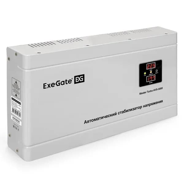 Стабилизатор напряжения 220в ExeGate 1800 Вт, клеммная колодка 5P, релейный, настенный, белый (EX291748RUS)