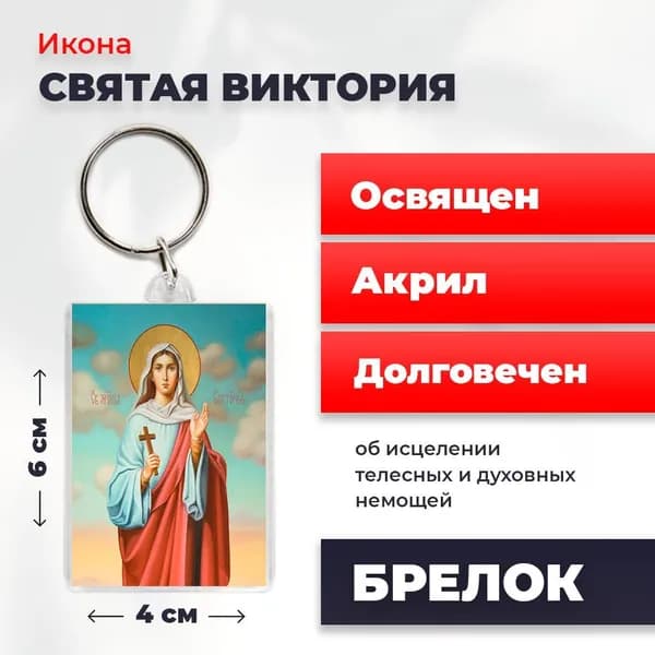 Икона на брелке "Святая Виктория", 77*52 мм