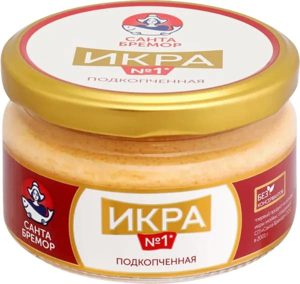 Икра мойвы САНТА БРЕМОР Икра №1, деликатесная подкопченная, 180г 3 шт.