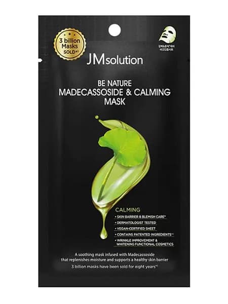 JM SOLUTION BE NATURE MADECASSOSIDE & CALMING MASK Успокаивающая тканевая маска с мадекассосидом 24мл