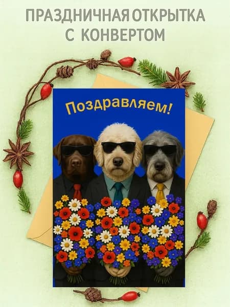 Открытка "Поздравляем!" 1 шт. размер 10х15 + крафтовый конверт