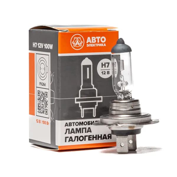 Автолампа H7, галогеновая, 12В, 100Вт, PX26D, арт. H712100PX26D АвтоЭлектрика