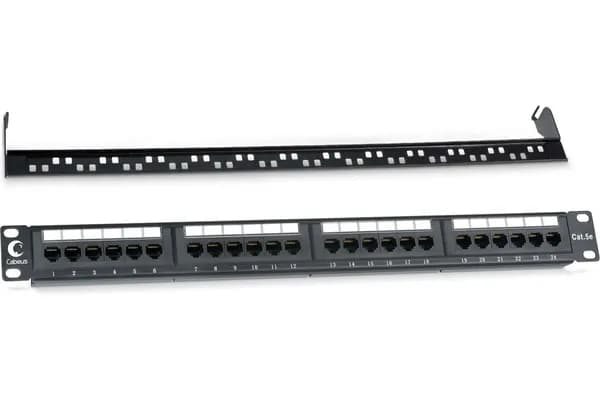 Патч-панель Cabeus 19" (1U) 24 порта RJ-45 cat5e с задним кабельным организатором PL-24-Cat.5e-Dual