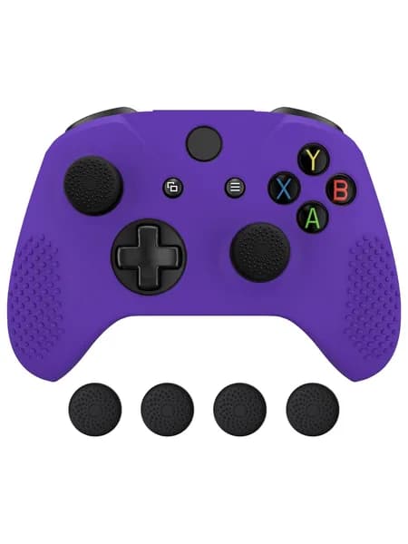 eXtremeRate Силиконовые накладки-чехол для геймпада Xbox One X/S, фиолетовые противоскользящие защитные скины, улучшенный хват и комфорт во время игр