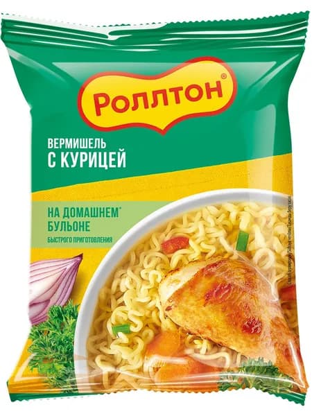 Лапша быстрого приготовления Роллтон Домашний бульон с курицей, 60 г
