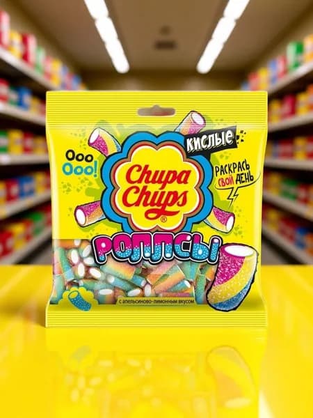 Мармелад "Роллсы", Chupa Chups, апельсин/лимон, 100 г