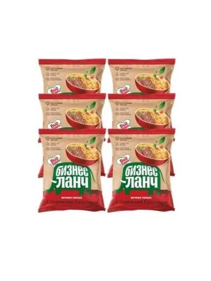 Лапша Бизнес Ланч яичная с говяжьим бульоном, 6шт по 60г