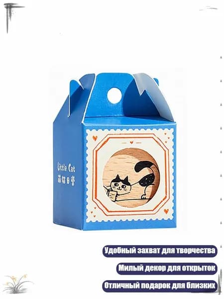 Деревянный штамп с кошками для декора и скрапбукинга, - Читать