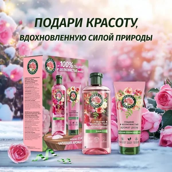 Подарочный набор для волос Шампунь и бальзам Гладкие и шелковистые 250 мл + 180 мл