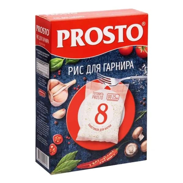 Рис Prosto Для гарнира в варочных пакетиках 62 г х 8 шт