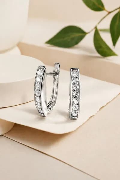 Серьги дорожка с камнями серебро 925