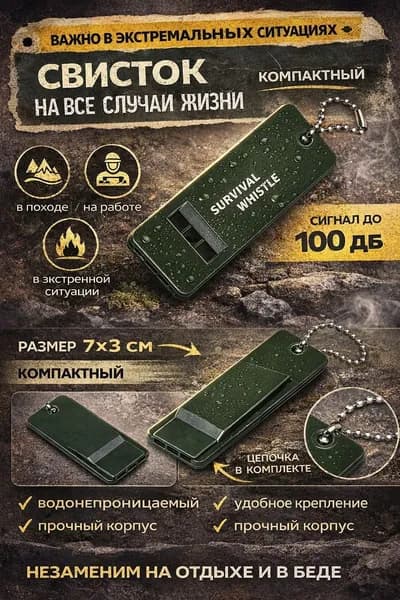 Свисток Туристический 7х3см 100ДБ