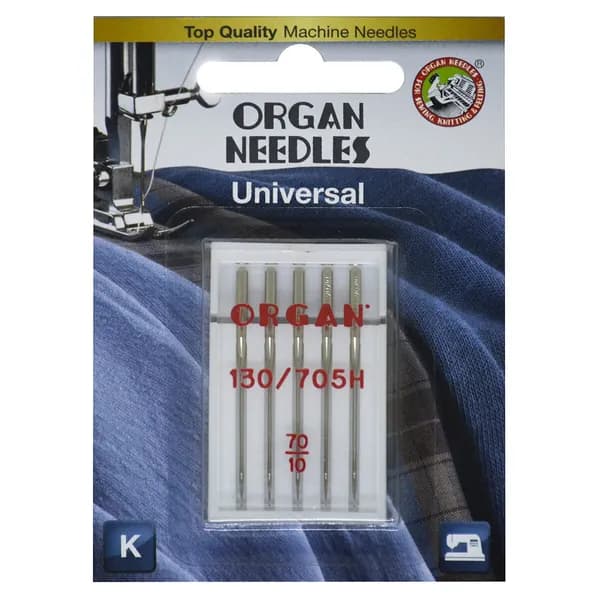 Иглы ORGAN для швейных машин универсальные №70, 5 шт, Blister
