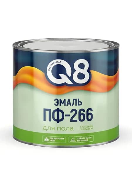 Эмаль для пола Formula Q8 ПФ-266, алкидная, глянцевая, золотисто-коричневая, 1.8 кг