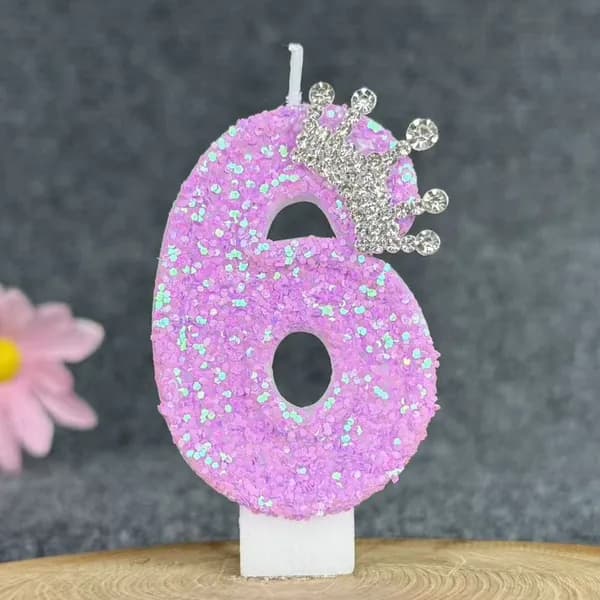 Свечи для торта цифра 0, цифра 1 "6", 7.5 см х 4 см, 1 шт