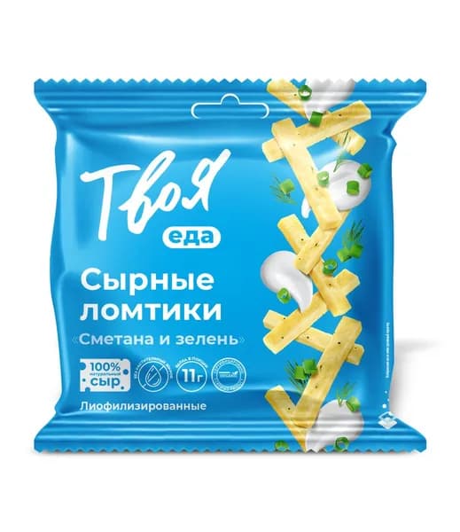 Сырные ломтики со вкусом сметана и зелень 25 г, Твоя еда