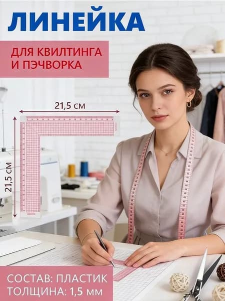 Линейка для кроя и шитья, премиум, 21,5 * 21,5 см, толщина 1,5 мм, цвет прозрачный