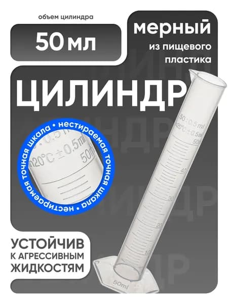 Цилиндр мерный 1000 мл пластиковый, с градуировкой и носиком, Лаборио / емкость мерная