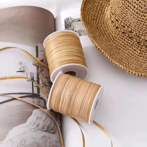 Бумажная пряжа для вязания Raffia 1 мотка (120 м, 50 гр),Пряжа Рафия, переработанные листья пальмы - 100%