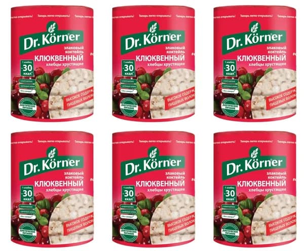 Dr. Korner Хлебцы Злаковый коктейль, Клюквенный, 100 гр, 6 уп
